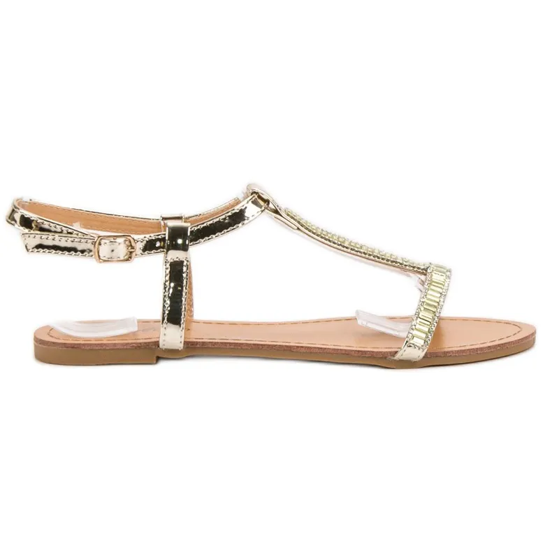 Abloom Gelakte platte sandalen gouden