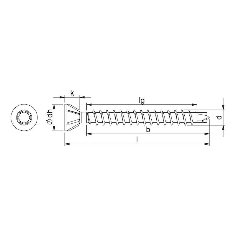ASSY®plus 4 CSMR 60 vloerschroef Gehard verzinkt staal, voldraad, verzonken freeskop 60°