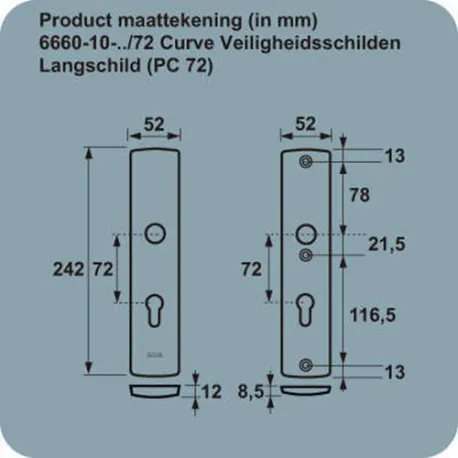 AXA Langschild Set 6660 PC72 F1 SKG***