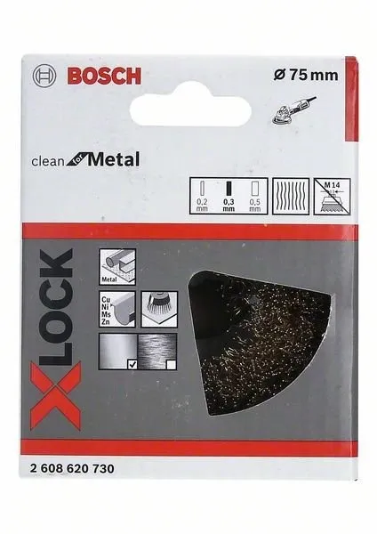 BOSCH XLOCK POTBORSTEL GEGOLFD DRAAD, 75, MESSING BORSTELS 75 MM, 0,3 MM 2608620730