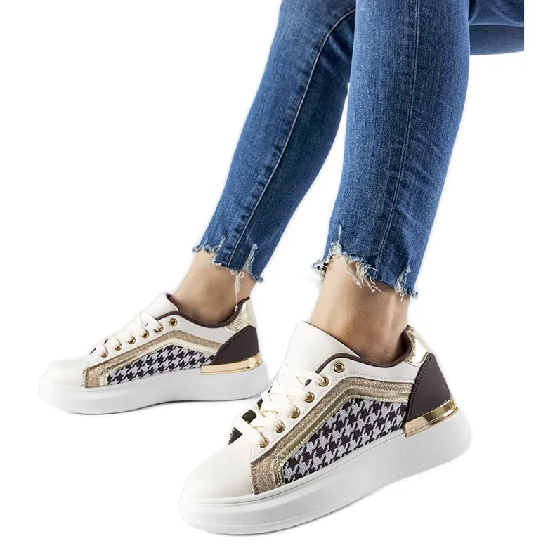 Briercliff bruine en beige glittersneakers