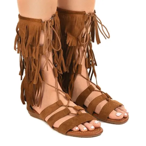 BRUINE PLATTE GLADIATOR SANDALEN D41