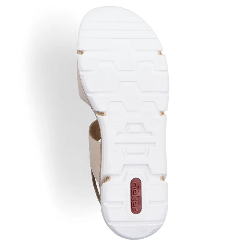 COMFORTABELE BEIGE KLITTENBAND DAMESSANDALEN RIEKER V236660