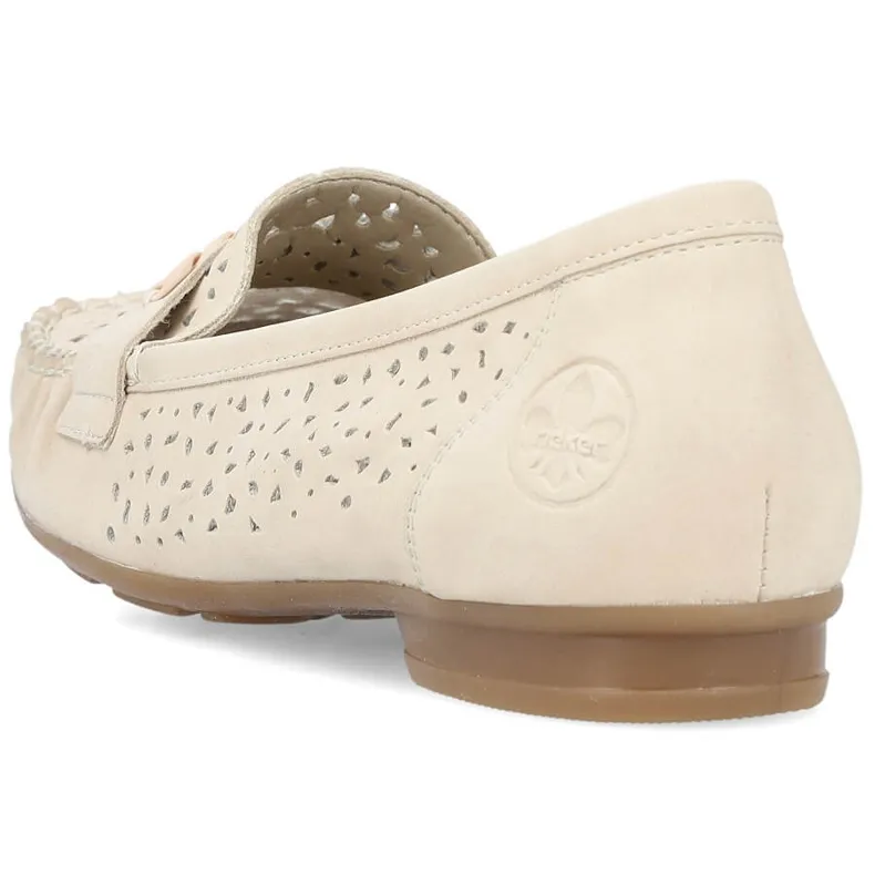 COMFORTABELE OPENGEWERKTE DAMESLOAFERS RIEKER 4006860 BEIGE
