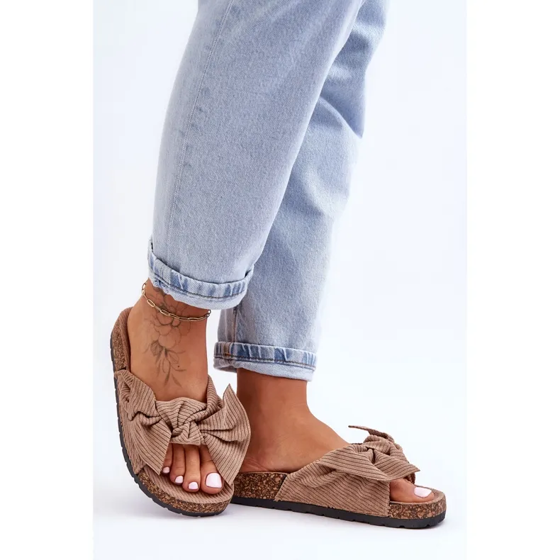 Corduroy kurkpantoffels Donkerbeige Summertime