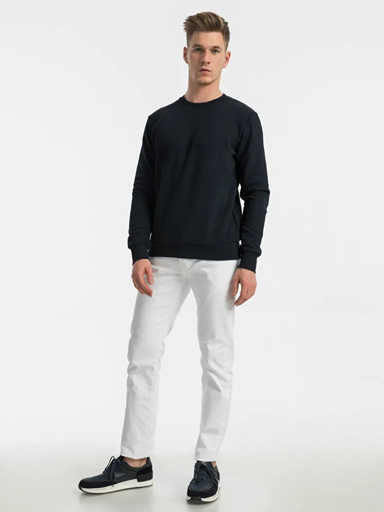 Crew Neck Donkerblauw Sweatshirt