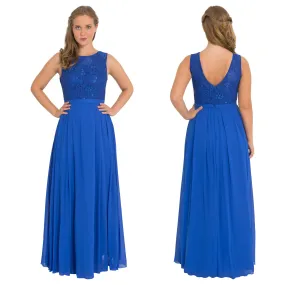Galajurk koningsblauw ronde hals chiffon