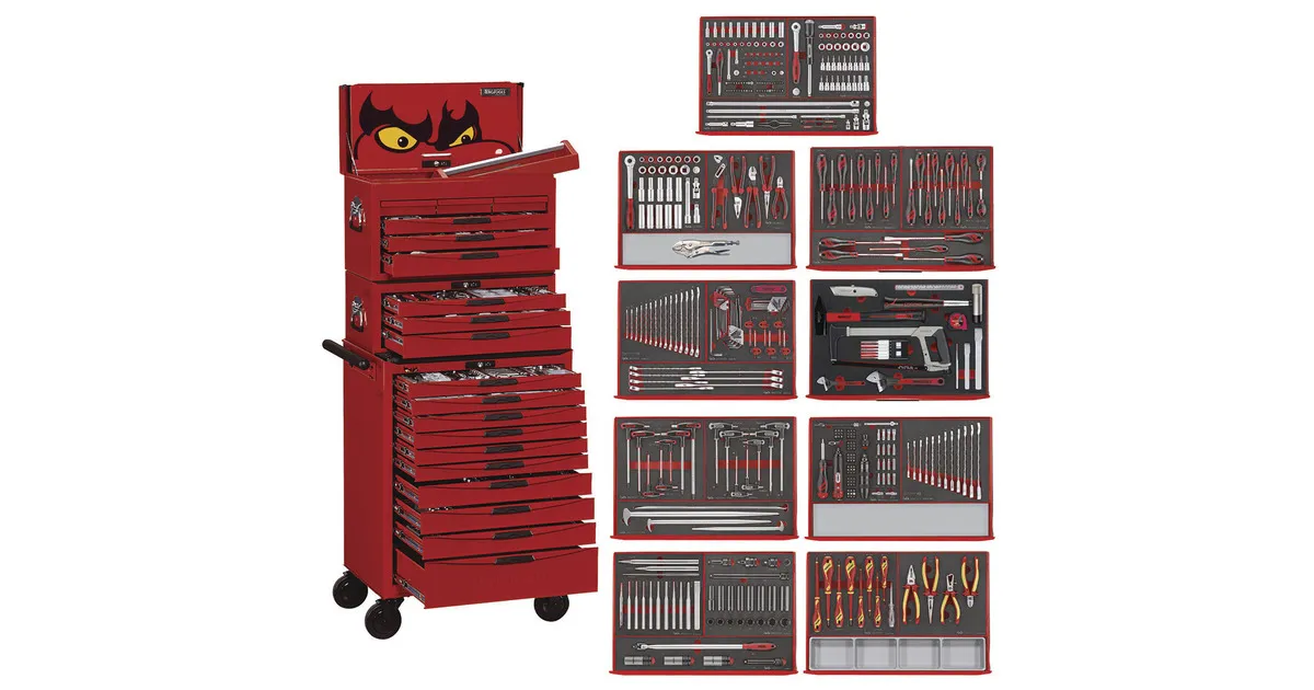 Gereedschapswagen rood foam mega master set  Teng Tools