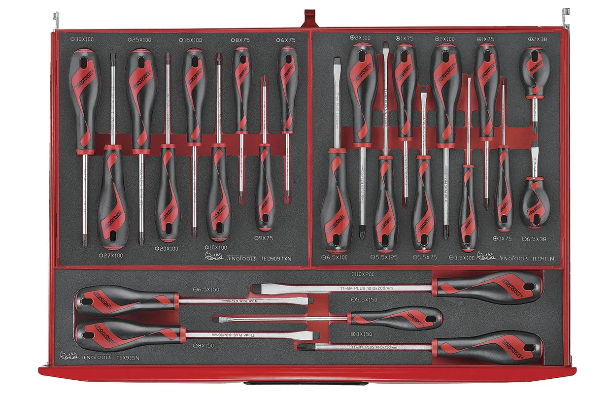 Gereedschapswagen rood foam mega master set  Teng Tools
