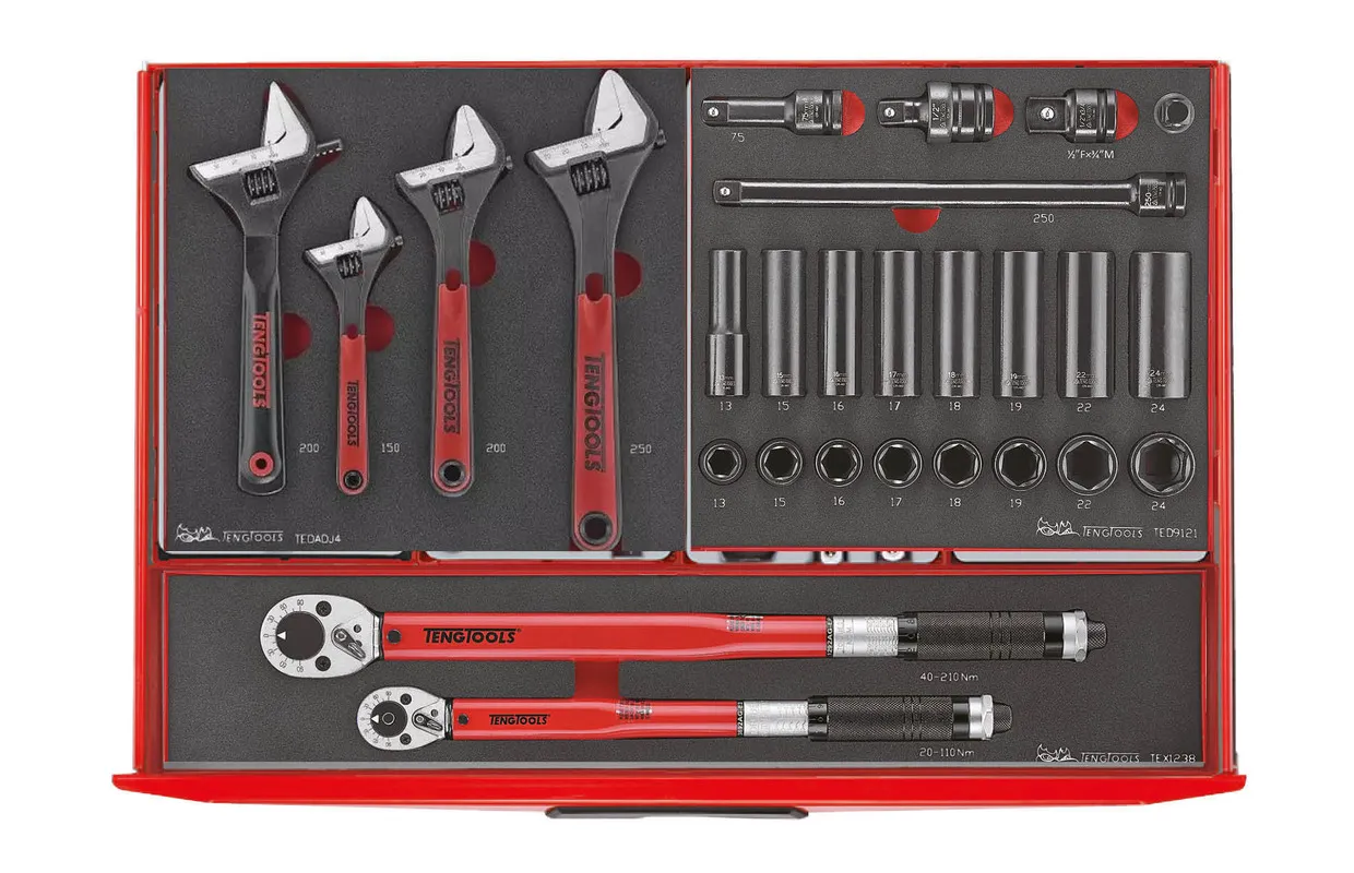 Gereedschapswagen rood foam midi master set 10 laden  Teng Tools