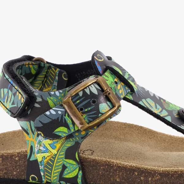 Groot leren kinder sandalen met teenbandje print