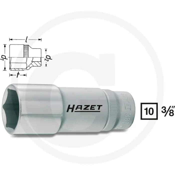 Hazet zeskant dopsleutel 16mm chroom-vanadium 3/8"