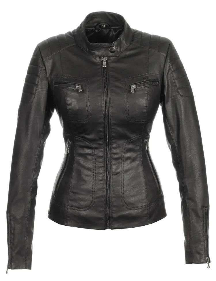 Imitatie leren dames jas zwart Miami Versano