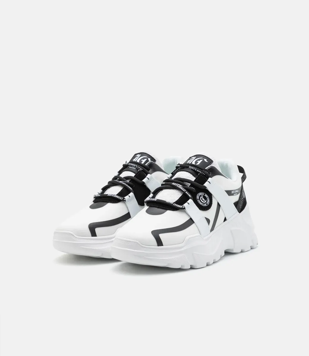 JUST CAVALLI SNEAKER LOGO RIPSTOP SUEDEWHITE 