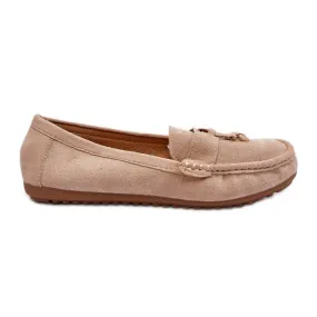 Klassieke suède damesmocassins beige ontala
