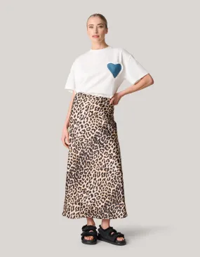 Leopard Satijnen Midi Rok
