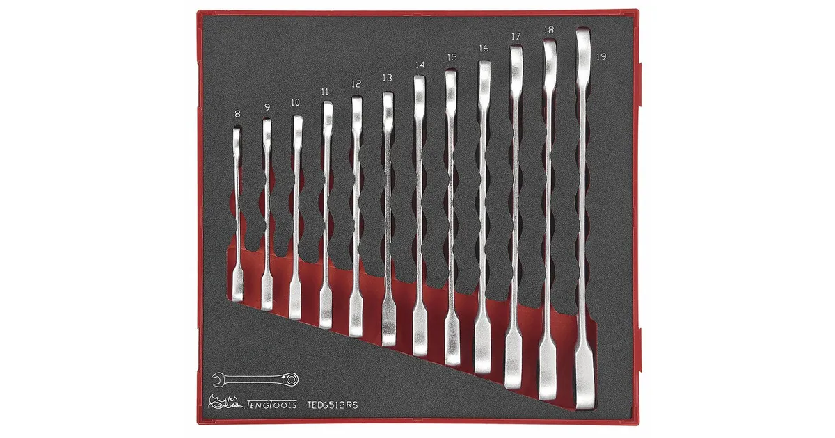 RATELSTEEKRINGSLEUTELS SET FOAM2 TRAY 8 19MM 12 DELIG TENG TOOLS