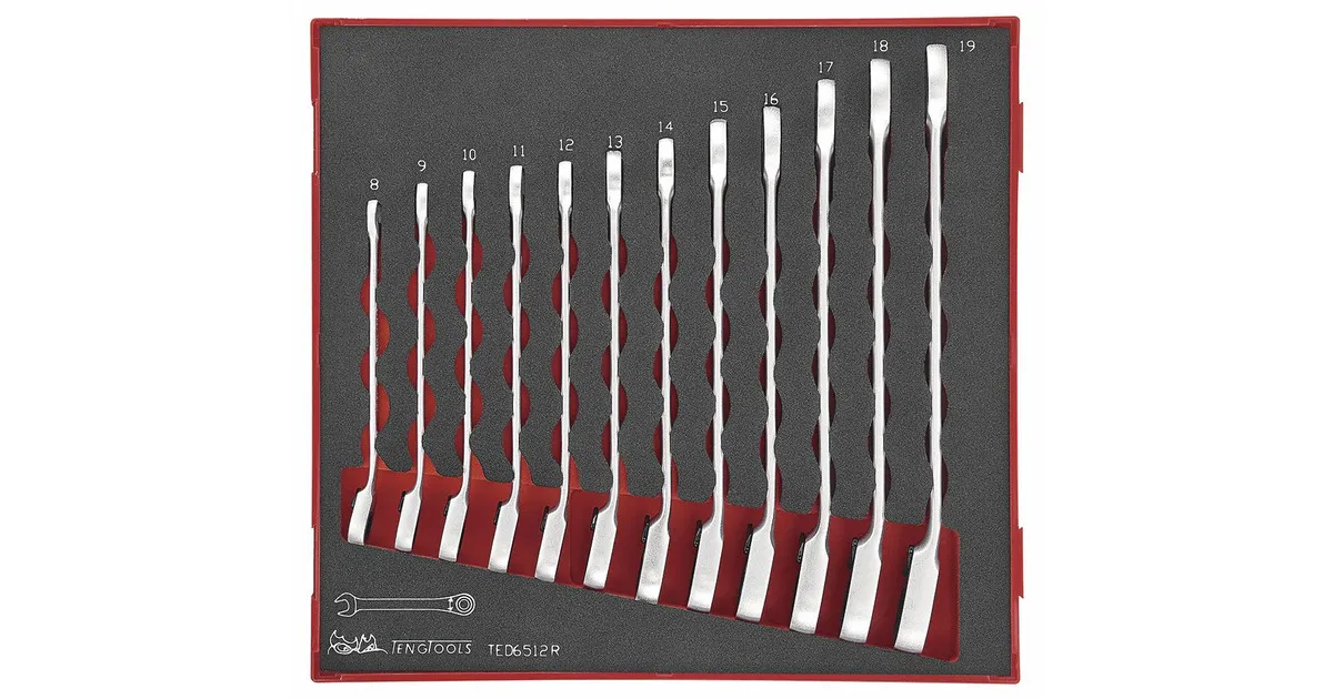 RATELSTEEKRINGSLEUTELSET FOAM2 TRAY 8 19MM 12 DELIG TENG TOOLS
