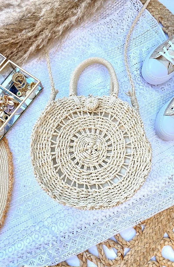 Ronde Rieten Tas Naturel Luxury