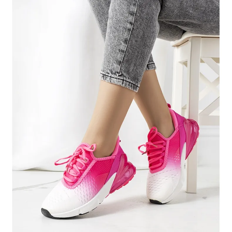 Roze Glaner sportsneakers wit