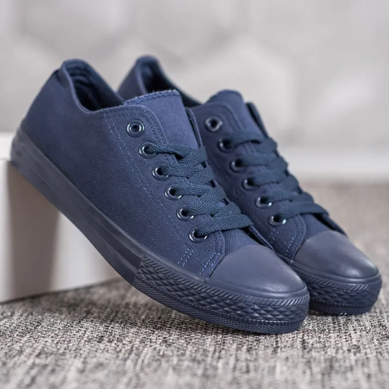 SHELOVET Marineblauwe textielsneakers