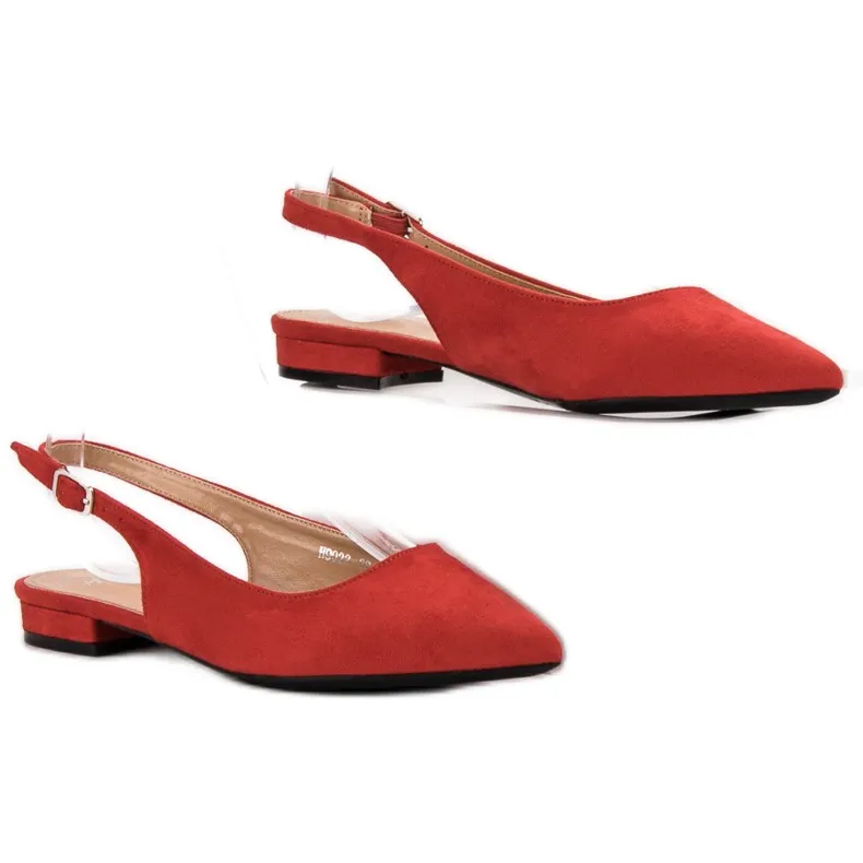 SHELOVET Modieuze suède ballerina's rood