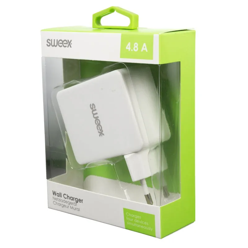 SWEEX CH007WH LADER 4  UITGANGEN 4.8 A USB WIT