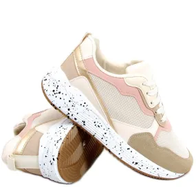 Truth Khaki damessneakers beige roze gouden