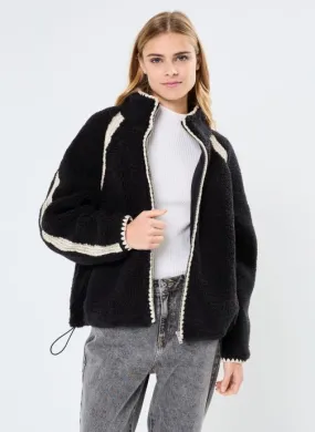      UGG W NIKIA CROCHET UGGFLUFF JACKET - Zwart   